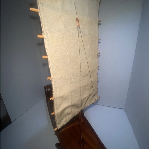 Vintage Mahogany Chinese Sailing Vessel Ship Modelxz With Carrying Box - Picture 16 of 16